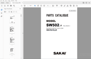 Sakai Vibrating Roller SW502-1 Engine Kubota Y2203-EDM Parts Manual PDF