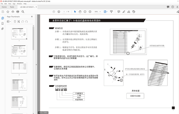Heli Forklift CDD10-090 Electric Pallet Trucks Parts Manual – PDF DOWNLOAD