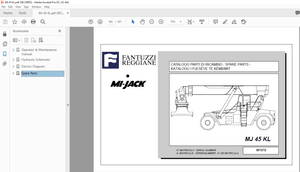 Fantuzzi Reggiane MI-Jack MJ 45 KL Operator &amp; Parts manual + Electrical &amp; Hydraulic Diagrams Manual 