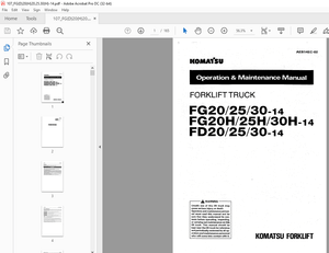 Komatsu FORKLIFT Truck FG202530-14 FG20H25H30H-14 FD202530-4 Operation &amp; Maintenance Manual 