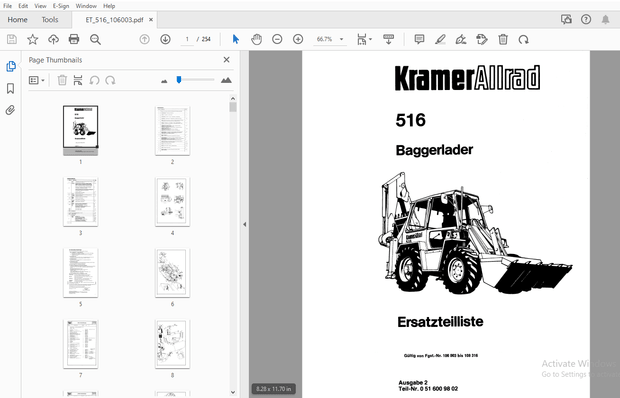 Kramer Allrad 516 Baggerlader Ersatzteilliste_106003 – PDF DOWNLOAD