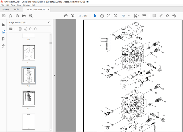 Manitowoc Crane MLC165-1 Parts Manual SN 91651122 – PDF DOWNLOAD