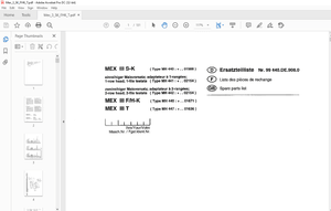 Pottinger Agricultural Forage Harvester MEX Ill S-K MEX III F H-K MEX III T Spare parts list Manual 