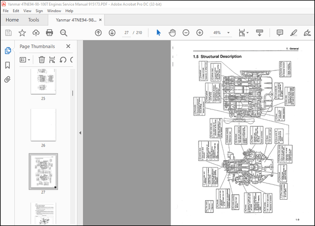 Yanmar 4TNE94-98-106T Engines Service Manual 915173 – PDF DOWNLOAD