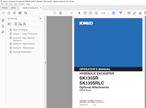 Kobelco SK135SR SK135SRLC Hydraulic Excavator Operator’s Manual – PDF DOWNLOAD