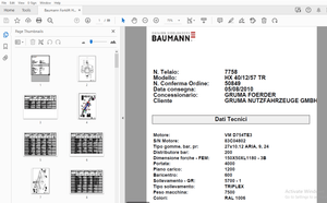 Baumann Forklift HX 40/12/57 TR Parts Manual SN 7758 – PDF DOWNLOAD