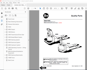 BT Prime-Mover RMX HMX Electric Low Lift Pallet Truck Part Manual PN 302064-008 - PDF DOWNLOAD