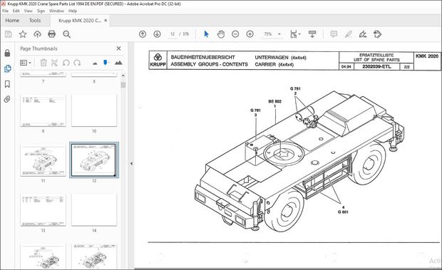 KRUPP KMK 2020 Truck Crane Parts Manual 2302038 EN_DE – PDF DOWNLOAD