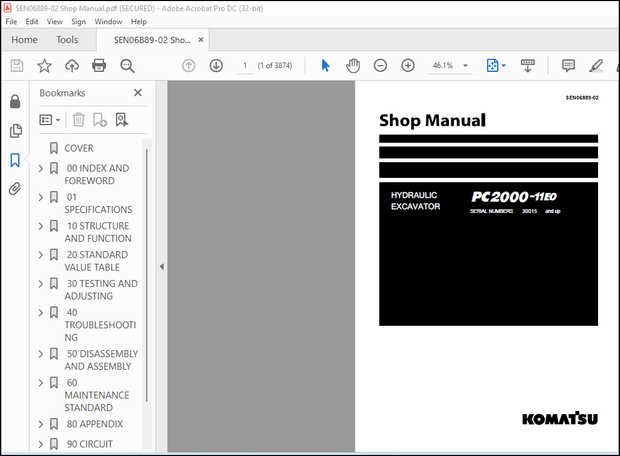 Komatsu Hydraulic Excavator PC2000-11E0 Shop Manual – PDF DOWNLOAD