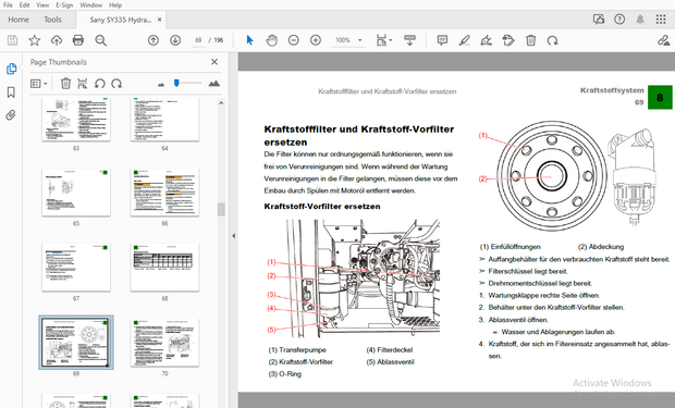 Sany SY335 Hydraulikbagger Betriebsanleitung Wartungshandbuch 03/2016 – PDF DOWNLOAD