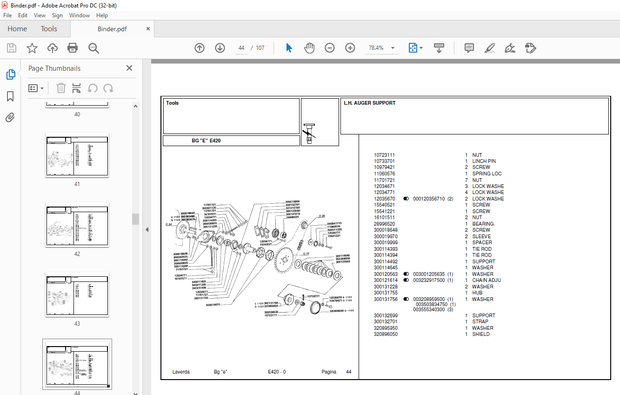 Laverda Header E420 Parts Catalog Manual – PDF DOWNLOAD