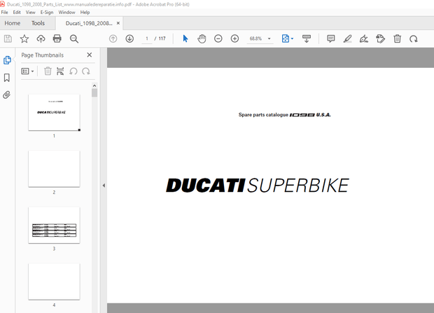 Ducati Superbike 1098_2008 Parts Manual PN 91512631B - PDF DOWNLOAD 