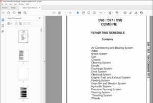 Gleaner NA Harvesting S96 S97 S98 Combine Repair Time Schedule Manual 79037182A – PDF DOWNLOAD