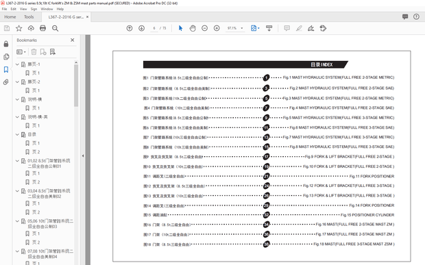Heli G Series 8.5t, 10t Forklift Full Free 3-Stage Mast &amp; 2-Stage Engine Parts Manual – PDF DOWNLOAD