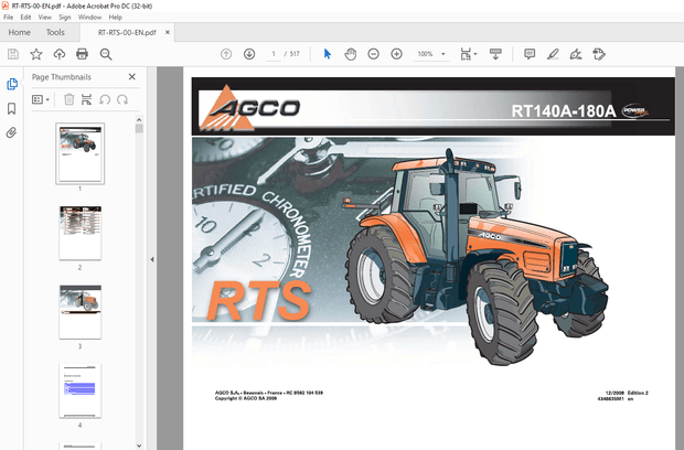 AGCO NA RT140-180A REPAIR TIME SCHEDULE MANUAL – PDF DOWNLOAD