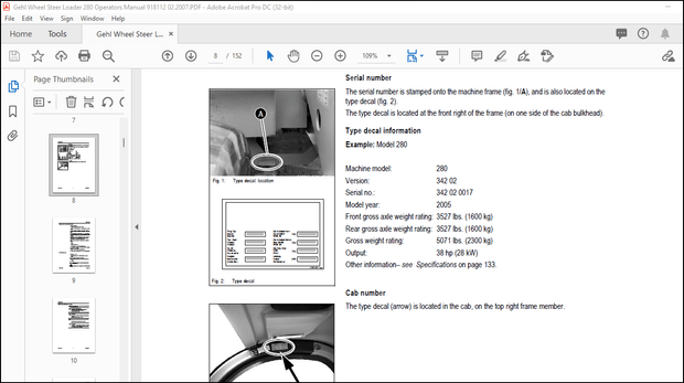 Gehl All Wheel Steer Loader 280 Operator’s Manual(918112) – PDF DOWNLOAD
