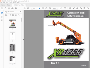 XTREME Telehandler XR1255 Tier 4 F Operation &amp; Safety Manual PDF