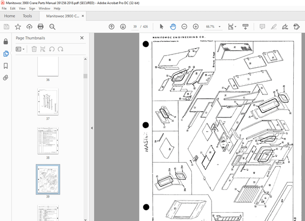 Manitowoc Traditional Crane 3900 Parts Manual SN 391256 – PDF DOWNLOAD