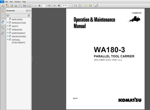 Komatsu WA180-3 PARALLEL TOOL CARRIER Operation &amp; Maintenance Manual - PDF