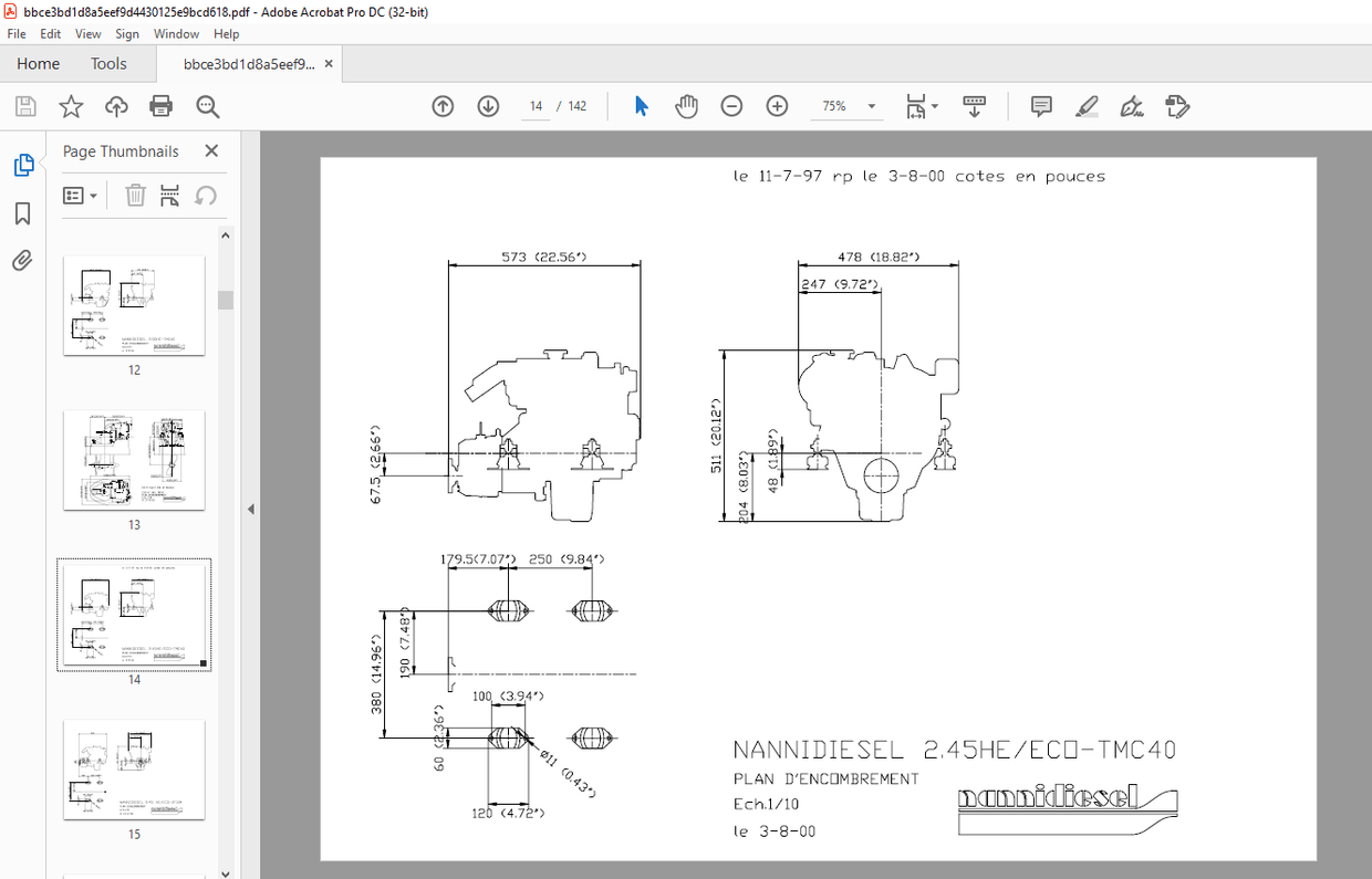 Nanni Diesel Engine Base 2.45HE 2.50HE 3.75HE Workshop Manual 60300071 ...