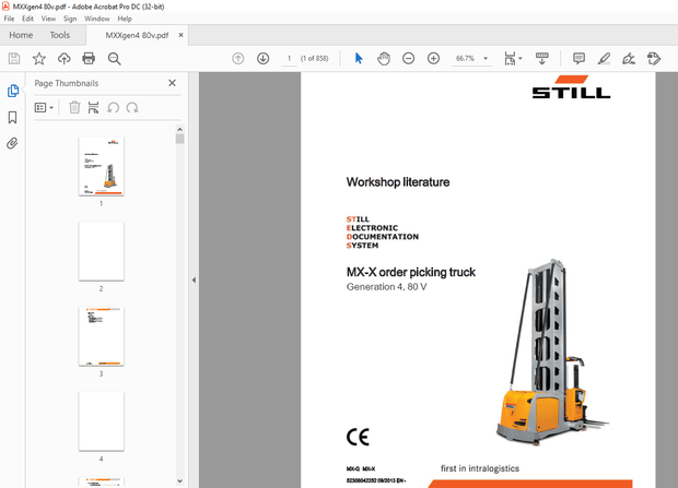 Still MX-X Order Picking Truck Generation 4 80V Workshop Manual 52308042252 – PDF DOWNLOAD
