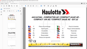 Haulotte Forklift COMPACT8N AE COMPACT 2032E AE COMPACT 10N AE  COMPACT 2632E AE Spare Parts Manual 