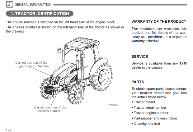 Tym Tractors T754 Service Repair Manual – DOWNLOAD