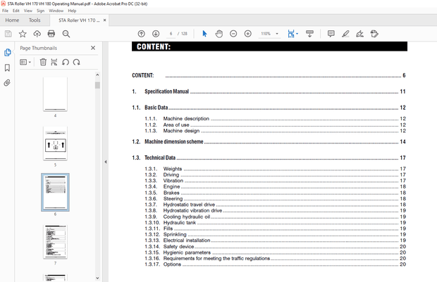 STA ROLLER VH 170 &amp; VH 180 TANDEM VIBRATORY ROLLERS ENGINE KUBOTA OPERATING MANUAL – PDF DOWNLOAD