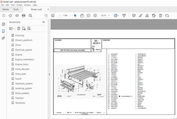 Laverda M303 Agricultural Tractor Parts Manual 552100028-552100999 – PDF DOWNLOAD