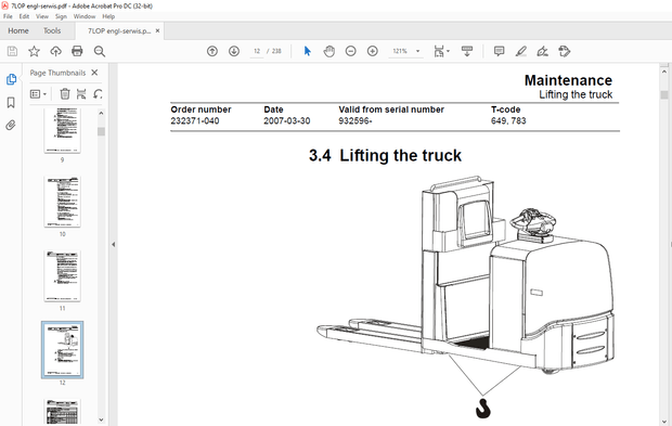 TOYOTA Forklift 7LOP12, 7LOP12P, 7LOP25, 7LOP25P KSIAZKA SERWISOWA - PDF DOWNLOAD