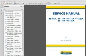 New Holland Tractor TS100A, TS110A, TS115A, TS125A TS130A, TS135A Service Manual