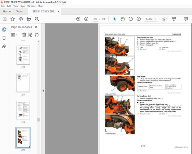 Kubota Zero Turn Mower ZD321 ZD323 ZD326 ZD331 Workshop Manual – PDF DOWNLOAD