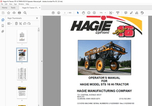Hagie Hi-Tractor STS 16 Sprayer Operator’s Manual 493457 – PDF DOWNLOAD