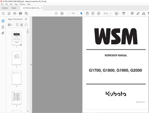 Kubota Garden Tractor G1700 G1800 G1900 G2000 Workshop Manual – PDF DOWNLOAD