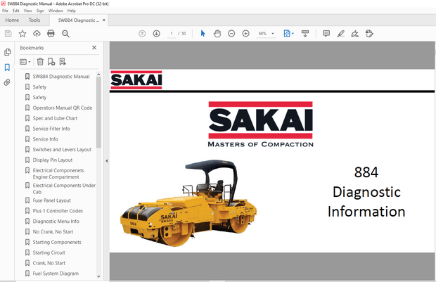 Sakai Vibrating Roller 884 Diagnostic Information MANUAL – PDF DOWNLOAD
