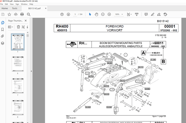 CAT RH400 Hydraulic Shovel Bucyrus Spare Parts Catalog Manual BI015142 - PDF DOWNLOAD