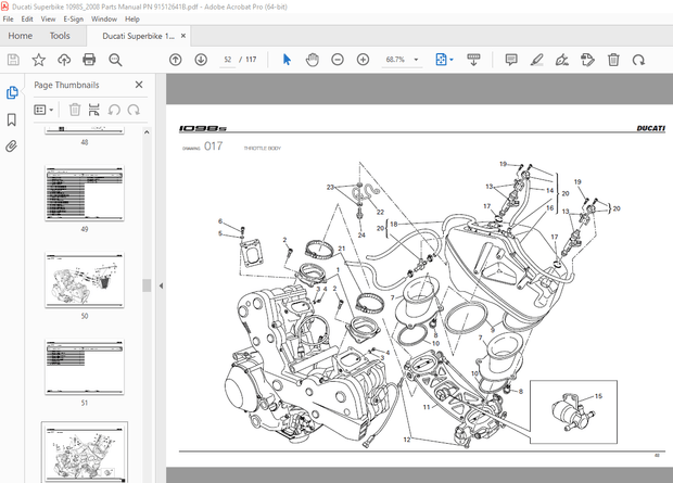 Ducati Superbike 1098S_2008 Parts Manual PN 91512641B - PDF DOWNLOAD 