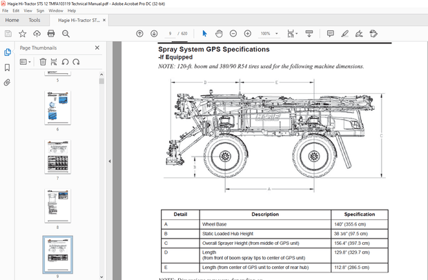 Hagie Hi-Tractor STS 12 Technical Manual 493576 – PDF DOWNLOAD