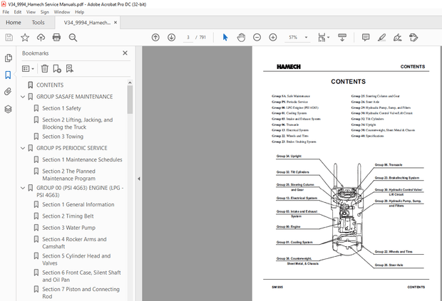 Crown Forklift V34 PNEUMATIC LOT 9994 [ PSI 4G63 Engine] Service Manual -  PDF DOWNLOAD