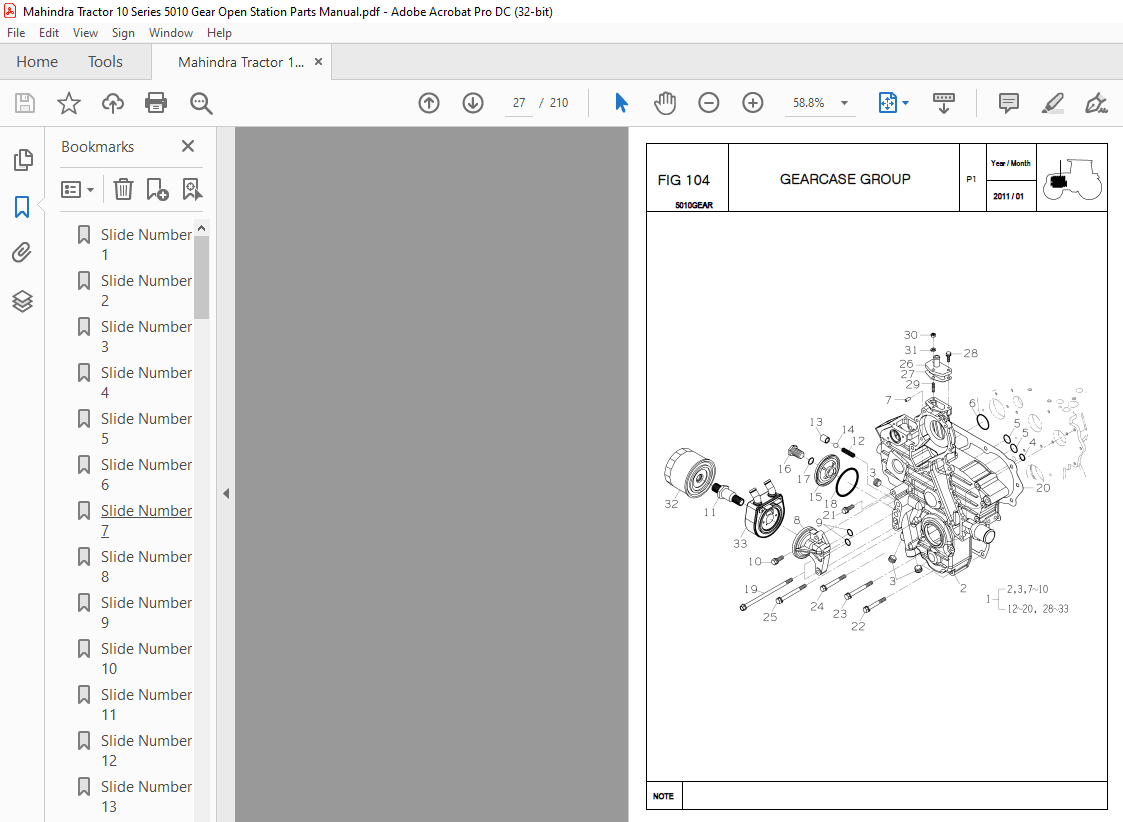 Mahindra Tractor ’10’ Series 5010 Gear Open Station Parts Catalogue