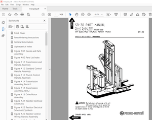 BT Prime Mover SR-30 Electric Walkie Reach Truck Parts Manual - PDF DOWNLOAD