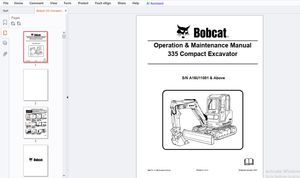 Bobcat 335 Compact Excavator Operation &amp; Maintenance Manual 6904774 - PDF DOWNLOAD