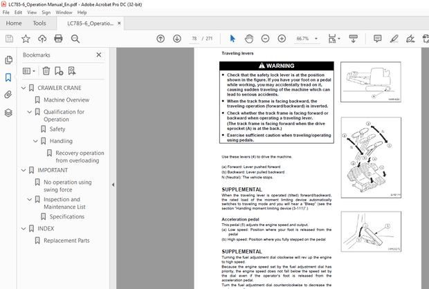 Maeda CRAWLER CRANE LC785-6 OPERATION MANUAL 31001 – PDF DOWNLOAD