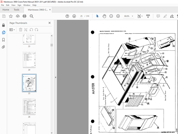 Manitowoc Traditional Crane 3900 Parts Manual SN 39351 – PDF DOWNLOAD