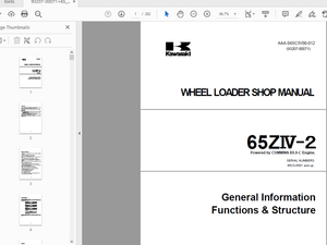 Kawasaki Wheel Loader 65ZIV-2 Shop Manual AAA-S65C3V00-012 - PDF DOWNLOAD