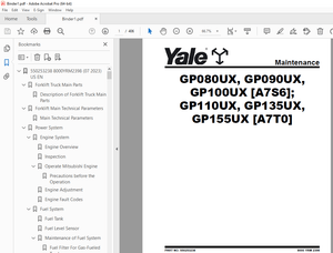 Yale Forklift A7T0 (GP50UX6, GP60UX6, GP70UX6 Europe) Service Manual PDF