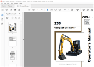 Gehl Z55 Compact Excavator Operator’s Manual 50940327 – PDF DOWNLOAD