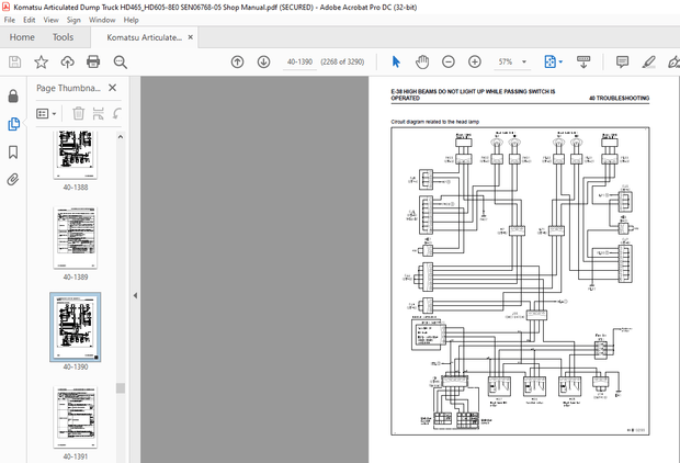 Komatsu HD465-8E0 HD605-8E0 Articulated Dump Truck Shop Manual SEN06768-05 – PDF DOWNLOAD