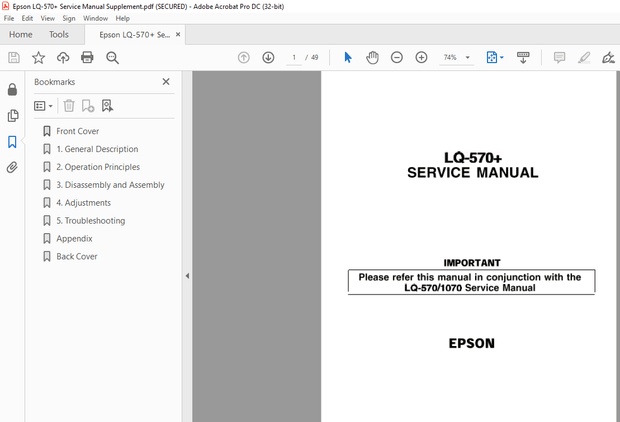 Epson LQ-570+ Service Manual - PDF DOWNLOAD