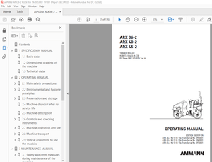 Ammann ARX 36-2 ARX 40-2 ARX 45-2 Tandem Roller Operating Manual - PDF